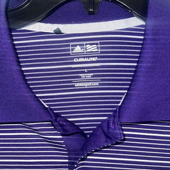 Adidas Men’s ClimaLite purple striped Golf Shirt size L - Picture 4 of 9